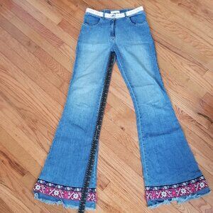 Vintage embelished bell-bottom jeans